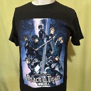 Attack on Titan Final Season Men's Black T Shirt Medium Eren Yeager Armin Arlert